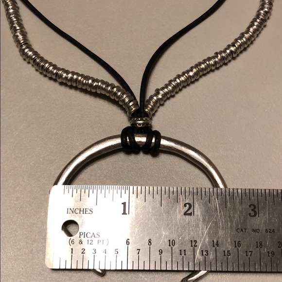 NEW Ethnic Beaded Crescent Silver-tone Necklace - Picture 7 of 7